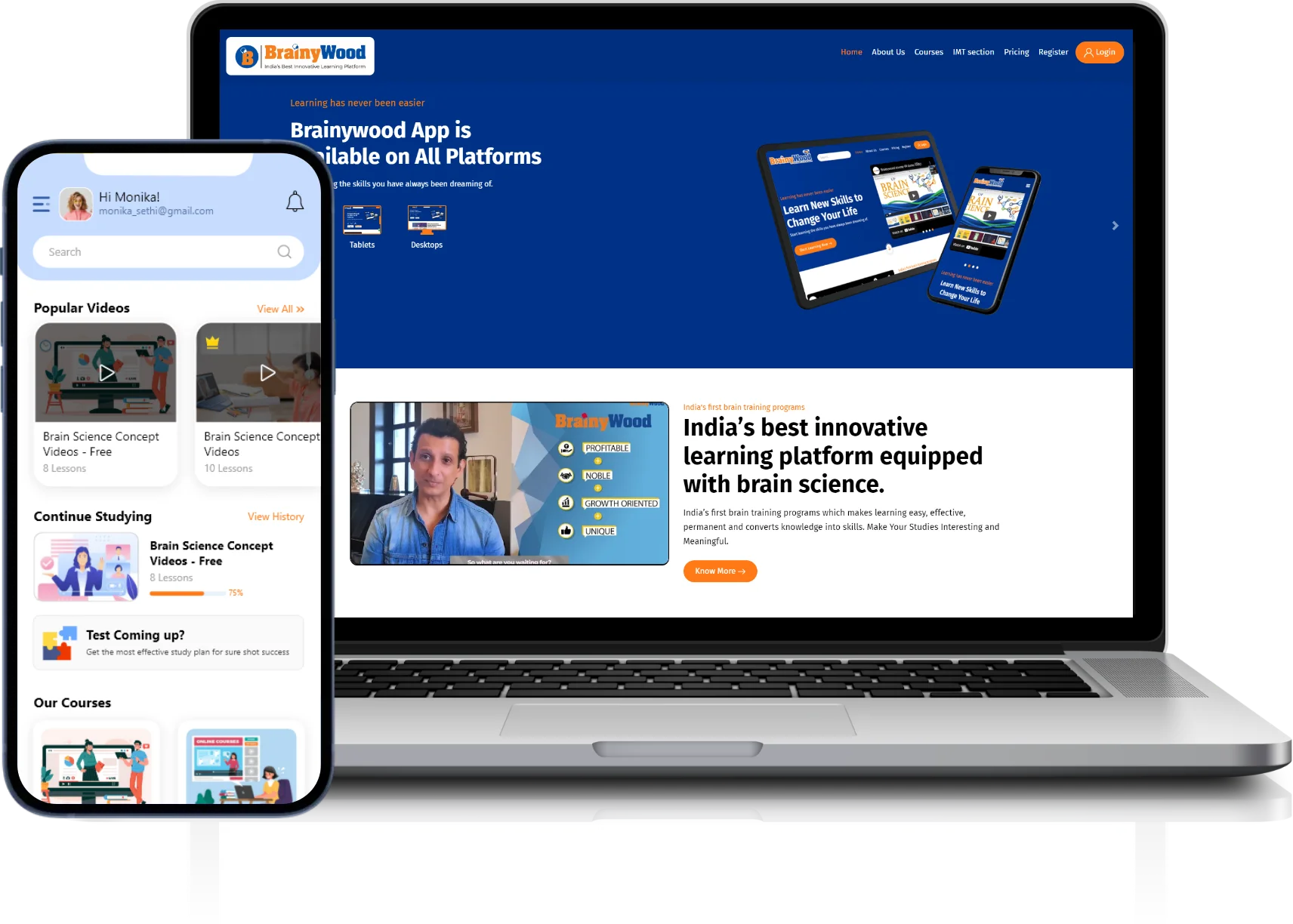 Brainywood education app and website built byb SOFTALYN