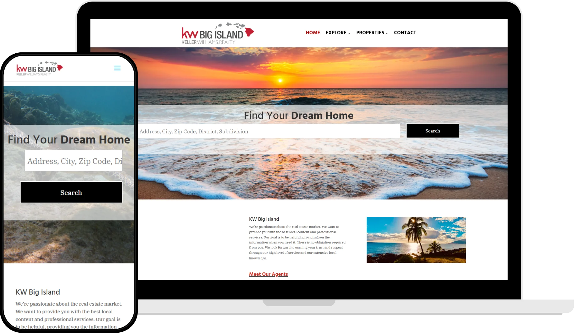 KW Realty real estate platform built by SOFTALYN