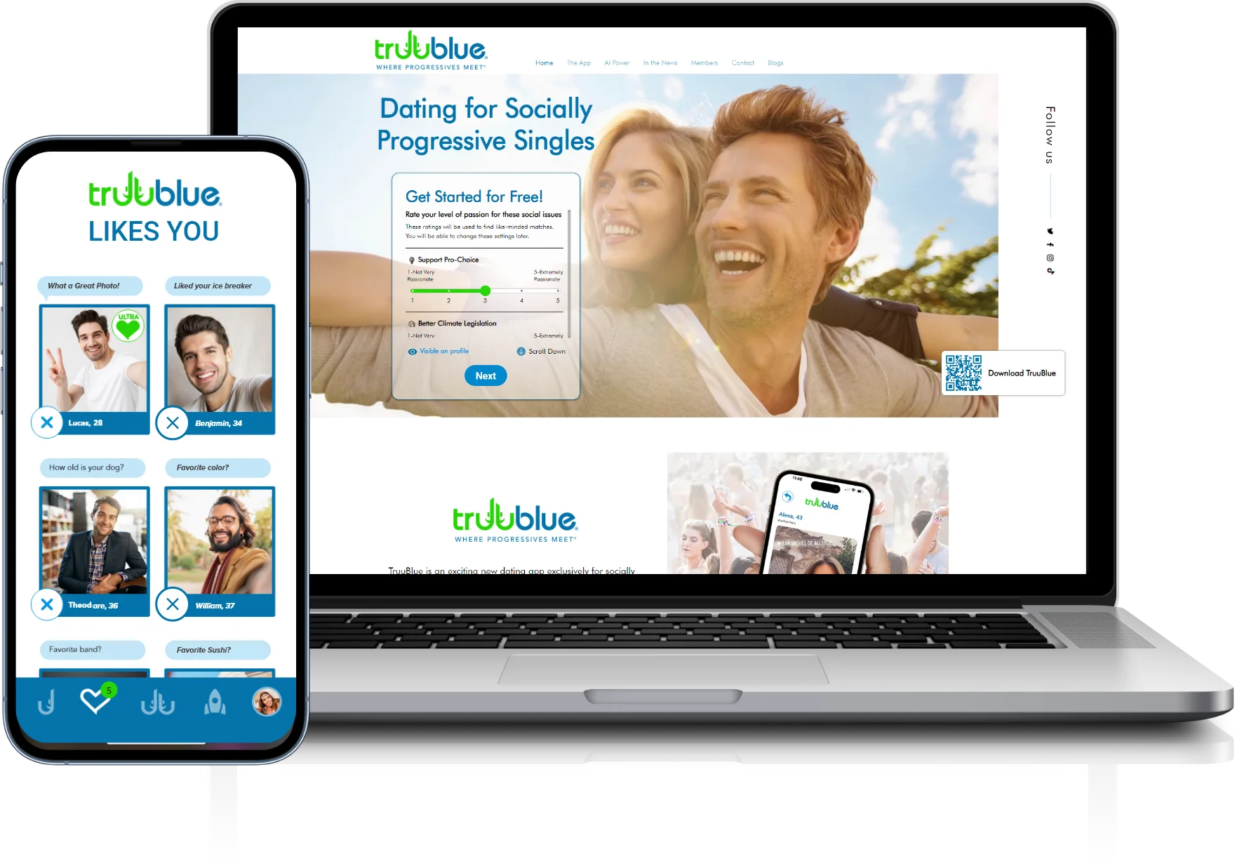 TrueBlue dating app and website built by SOFTALYN